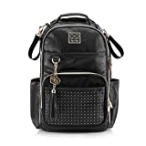 Chelsea + Cole for Itzy Ritzy Diaper Bag Backpack - Studded Boss Backpack Diaper Bag Includes 19 Pockets, Changing Pad, Stroller Clips & Tassel; Black with Sweetheart Print Interior & Gold Hardware
