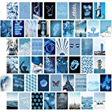 Blue Wall Collage Kit Aesthetic Pictures, Bedroom Decor for Teen Girls, Wall Collage Kit, Collage Kit for Wall Aesthetic, VSCO Girls Bedroom Decor, Aesthetic Posters, Collage Kit (50 Set 4x6 inch)