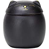 YIVIYAR Pet Urns for Cat Ashes Urn Black Cat Urn Black Urn, 3" X 3.2" Medium Urns for Human Ashes Pet Urns for Dogs Ashes Small, Keepsake Urn Dog Ashes Urn Decorative Urns Dog Urns for Ashes(Black)