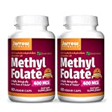Jarrow Formulas Methyl Folate 400 mcg - 60 Veggie Caps, Pack of 2 - Highly Biologically Active Form of Folate - 4th Generation Folic Acid Technology - 120 Total Servings