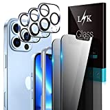 LϟK 2 Pack Privacy Screen Protector Compatible for iPhone 13 Pro Max 5G 6.7 inch with 3 Pack Camera Lens Protector [Not for iPhone 13 Pro] Tempered Glass Film, Case Friendly, Installation Tray