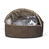 K&H Pet Products Thermo-Kitty Bed Deluxe Indoor Heated Cat Bed Mocha/Leopard Large 20 Inches