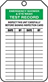 Accuform 25 "Emergency Shower and Eyewash Test Record" Cardstock Mini Tags, 4.25" x 2.13", Green/Black on White, TRM105CTP