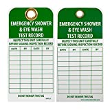 NMC RPT37G EMERGENCY SHOWER & EYE WASH TEST RECORD Tag - [Pack of 25] 3 in. x 6 in. 2 Side Vinyl Inspection Tag with White/Green Text on Green/White Base