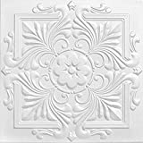 A la Maison Ceilings R14 Victorian Foam Glue-up Ceiling Tile (128 sq. ft./Case), Pack of 48, Plain White