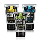 Pacific Shaving Company Daily Shave Regimen Set - Bamboo Pre-Shave Scrub, 3 oz (1 Unit) | Natural Shaving Cream, 3.4 oz (1 Unit) | Caffeinated Aftershave, 3.4 oz (1 Unit)