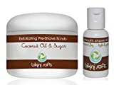 BIKINI SOFT Coconut Oil & Sugar Perfect Shave Set (5 oz) - Organic Sugar Pre-Shave EXFOLIATING Body Scrub & Coconut Joy Shave Oil - Gives You The SMOOTHEST Shave Ever -Perfect for Sensitive Skin