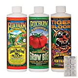 FoxFarm Liquid Nutrient Trio Soil Formula: Big Bloom, Grow Big, Tiger Bloom (Pack of 3-16 oz Bottles) 1 Pint Each + Twin Canaries Chart