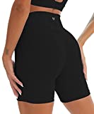 TomTiger Yoga Shorts for Women Tummy Control High Waist Biker Shorts Exercise Workout Butt Lifting Tights Women's Short Pants (Black, M, m)