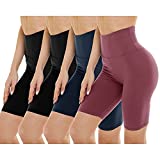 GAYHAY 4 Pack Biker Shorts for Women - High Waist Soft Workout Shorts for Yoga Running Athletic Cycling(Plus Size, Black/Black/Navy Blue/Pink)