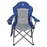 Ever Advanced Portable Heavy Duty Camping Chair, Support 300lbs, Padding Quad Folding High Backrest Arm Lawn Chair with Carry Bag,Side Pockets & Cup Holder for Outdoor, Hiking,Picnic