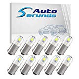 Serundo Auto BA9S Led Car Bulb BA9 1895 1891 53 57 Led Car Bulb, 2SMD 3030Chips 6000K White 47830 64111 3893 LED Car Bulb for Car Interior Dome Map License Plate Glove Box Light etc, Pack of 10pcs