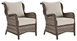 Signature Design by Ashley Clear Ridge Outdoor Handwoven Wicker Cushioned Lounge Chair 2 Count, Light Brown