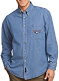 Mens Mustang Pocket (Pocket Print) Long Sleeve Denim Shirt, Medium Faded Blue
