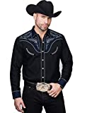 COOFANDY Men's Western Cowboy Embroidered Cotton Long Sleeve Button Down Shirt