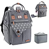 Lekebaby Breast Pump Bag Backpack, Large Breast Pump Backpack with Cooler Bag for Working Moms, Fits Most Size Breast Pump, Grey