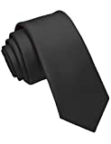 JEMYGINS 2.4" Black Tie Silk Skinny Ties for Men Slim Necktie(1)
