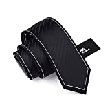 Manoble Men's Striped Necktie Black 2.75 Inches Slim Tie + Gift Box