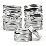 Tebery 50 Pack Regular Mouth Mason Jar Lids, Airtight Canning Jar Lid Leak, Proof and Secure (Silver)