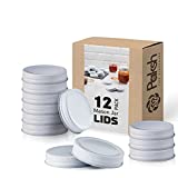 Paksh Novelty White Replacement Mason Jar Lids - Regular Mouth - Canning Lids for Ball, Kerr, Bormioli Rocco, And Other Brands. One Piece Lid. 12 Pack