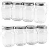 Cornucopia 16-Ounce Clear Plastic Mason Jars (8-Pack, Silver Metal Lids); PET BPA-Free Mason Jars with One Piece Lids, 2-Cup/Pint Capacity, Compatible w Regular Mouth Mason Jar Lids; **PLASTIC JARS**