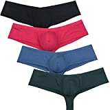 OROCOJUCO 4-Pack Men's Modal Cheeky Shorts Briefs Brazilian Bikini Underwear Skimpy Boxer Brief Bulge Pouch Brazilian Bikini Trunk HMHM Large