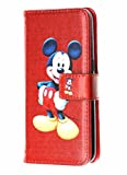 iPhone 7 Plus Wallet Case, DURARMOR Red Mickey Mouse Premium PU Leather Wallet Case with ID Credit Card Cash Slots Flip Stand Wrist Strap Cover Carrying Case for iPhone 7 Plus 5.5" Red Mickey