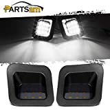 Partsam Full Led License Plate Lights Lamp Assembly Smoke Black Housing Compatible with Dodge Ram 1500 2500 3500 2003-2018 Pickup Truck Rear Step Bumper Replacement, Pack of 2