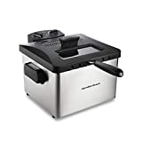 Hamilton Beach Professional Style Electric DeepFryer, XL Frying Basket, Lid with View Window, 1800 Watts, 19 Cups / 4.5 Liters Oil Capacity, Stainless Steel (35035A)