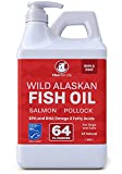 Fish Oil for Dogs, Wild Alaskan, Salmon, Pollock, Omega 3 EPA DHA Liquid Food Supplement for Pets, All Natural, Supports Healthy Skin Coat & Joints, Natural Allergy & Inflammation Defense, 64 oz