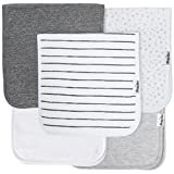 KiddyStar 5-Pack Baby Burp Cloths, Organic Cotton, Large 21"x10", Triple Layer, Thick, Soft and Absorbent Towels, Burping Rags for Newborns, for Boys and Girls … (Grey)