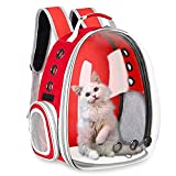 LYCEBELL Cat Backpack Carrier, Cats and Small Dogs, Space Capsule Bubble Backpack, Pet Carrier, Airline Approved, Ventilate Transparent Travel Carrier for Hiking, Travel, Ourdoor - Red