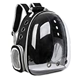 Seven Master Cat Backpack Expandable Carrier Bubble Bag, Space Capsule Pet Carrier for Small Dogs and Large Cats, Clear Bubble Backpack for Hiking, Travel and Outdoor Use - Black (A-Classic)
