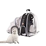 Do4Pets Back Expandable Cat Backpack, Transparent Bubble Pet Carrier with Breathable Mesh, Airline Approved Backpack for Travel, Market, Walking & Outdoor Use (Black, Back Expan)