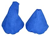 The Tuning-Shop Ltd for BMW E36 E46 1991-2005 Shift & E Brake Boot Blue Genuine Alcantara Suede