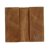 Hide & Drink, Rustic Durable Thick Leather Checkbook Cover, Minimalist Organizer, Wallet, Everyday Accessories, Bifold Checkbook Holder, Handmade Includes 101 Year Warranty (Bourbon Brown)