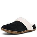 SOREL Women's Nakiska Slide II Slipper — Black, Natural — Indoor & Outdoor — Suede & Faux Fur — Size 10