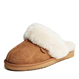 Dearfoams Women's Fireside Sydney Water Resistant Shearling Scuff Slipper, Chestnut, 8,8