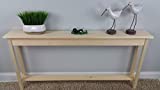 60" Narrow Console Sofa Table - Unfinished Foyer Pine Table With Bottom Storage Shelf