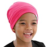 ELIHAIR Kids Beanie Sleep Hats Bonnet for Night Sleeping Cap Silky Lined Satin Bonnet with Adjustable Elastic Band for Teens Toddler Child Natural Curly Frizzy Hair Cover(Hot Roses)