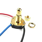 Rhinenet Zing Ear ZE-136M 3/8 Two Circuit 3-Way Rotary Button Switch 6A 125VAC 3A 250VAC 6A 125VL Brass Replacement Part Tools Metal Up Shell with Removable Knob for Yable Desk Antique Lamps Light