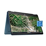 Laptop HP X360 14a Chromebook 14" HD Touchscreen, Entertaining from Any Angle Intel Celeron, 4GB DDR4 64GB eMMC WiFi Webcam Stereo Speakers Bluetooth 4.2 Chrome Blue Metallic Color