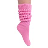 Slouch Socks Cotton Scrunch Knee High Extra Long and Heavy Socks (Pink, 1)