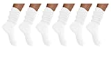 MDR Women and Men Slouch Socks Extra Tall/Extra Heavy Cotton Socks Made in USA Size 9-11, Pack of 6 (6 White)