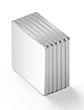 Neosmuk NF3235 Square Magnets,Neodymium Rare Earth Rectangle Permanent Magnets with Backing Adhesive, Great for Fridge,DIY,Building,Scientific,Craft,and Office,Silvery White, Pack of 6