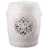 Safavieh Flower Drum Ceramic Decorative Garden Stool, Cream