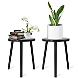 GEEBOBO Mid Century Plant Stand for Indoor Plants, Modern Planter Stand Table 16.3"Tall Wood Flower Pot Holder, Small Side End Table for Corner Living Room Balcony Garden Patio, Black, 2Pack