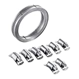 STEELSOFT Hose Clamp Assortment Kit, Cut-To-Fit 12 FT Strap + 8 Stronger Fasteners, 304 Stainless Steel, Large Long Worm Gear Band Hose Clamps Metal Clamps DIY