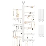 All Hung Up 12-Tier Jewelry Organizer | Rotating 180° 120-Hole Wall Mount Hanging Jewelry Holder for Bracelets & Rings | Necklace Holder & Earring Organizer | Includes Command Strips (White)