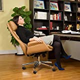 Glitzhome Adjustable High-Back Office Chair Executive Swivel Chair PU Leather, Camel